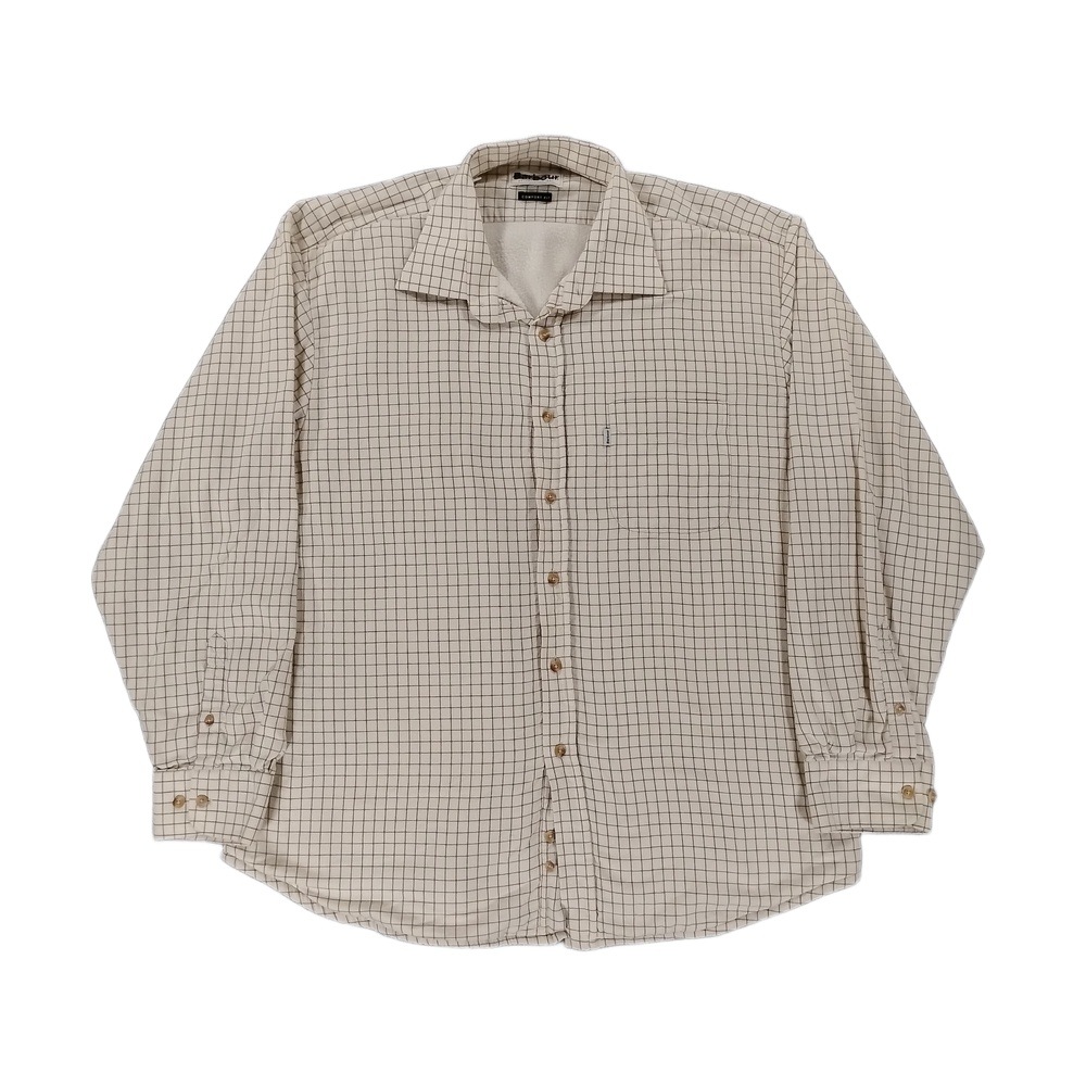 Barbour Fleece Lined Windowpane Plaid Button Down Shirt Size L Gorpcore Workwear